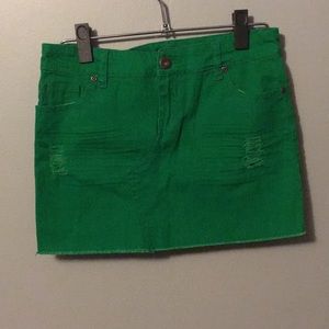 Green mini skirt